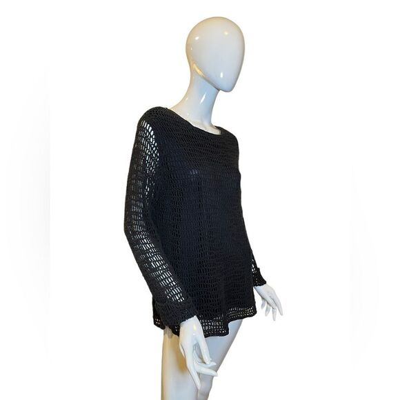 Vintage Crochet Long Sleeve Sweater Black Large - Picture 2 of 16